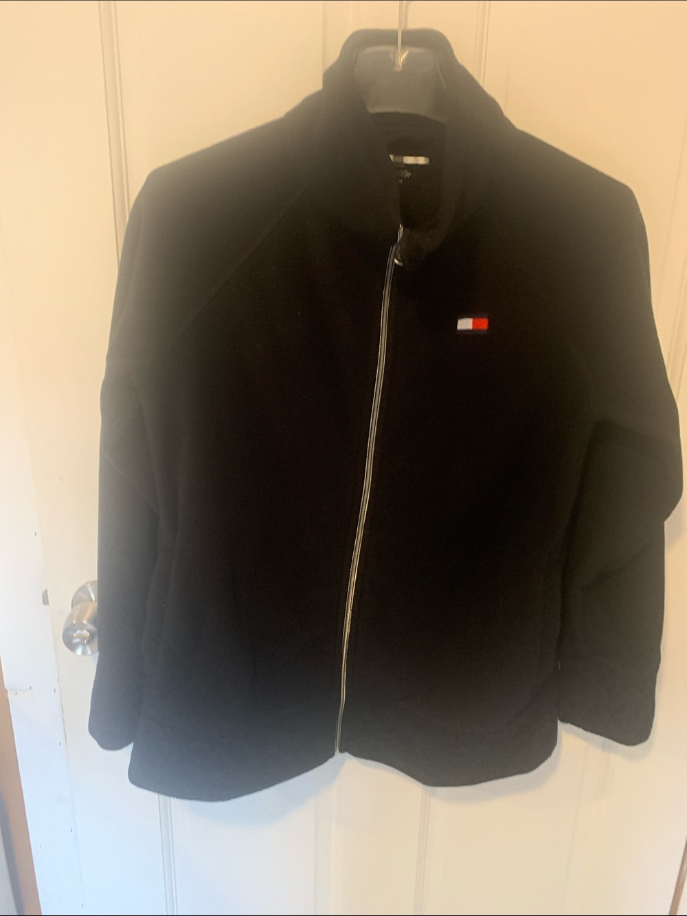 Tommy Hilfiger Black Zip-Front Men's Jacket with Signature Flag